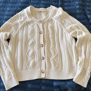 Faherty 100% Organic Cotton Cream Cable Knit Women's Sweater